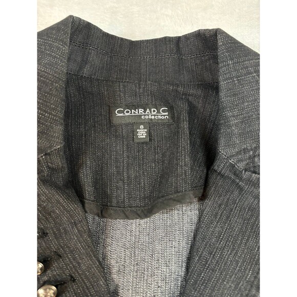 CONRAD C COLLECTION BLACK BUTTON UP STUDDED BLAZER JACKET SIZE 8 - Picture 6 of 12